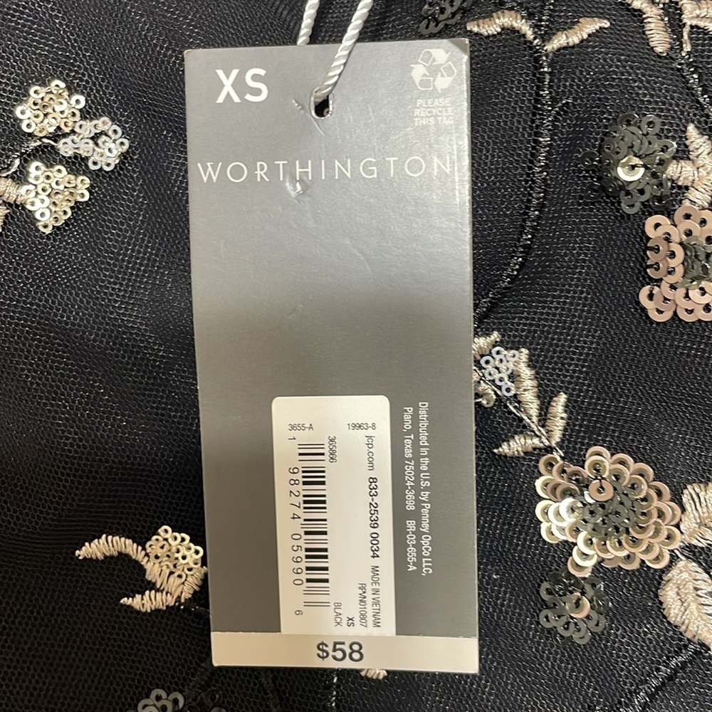 Worthington  Black Sequin Sheer Blouse - Picture 9 of 9